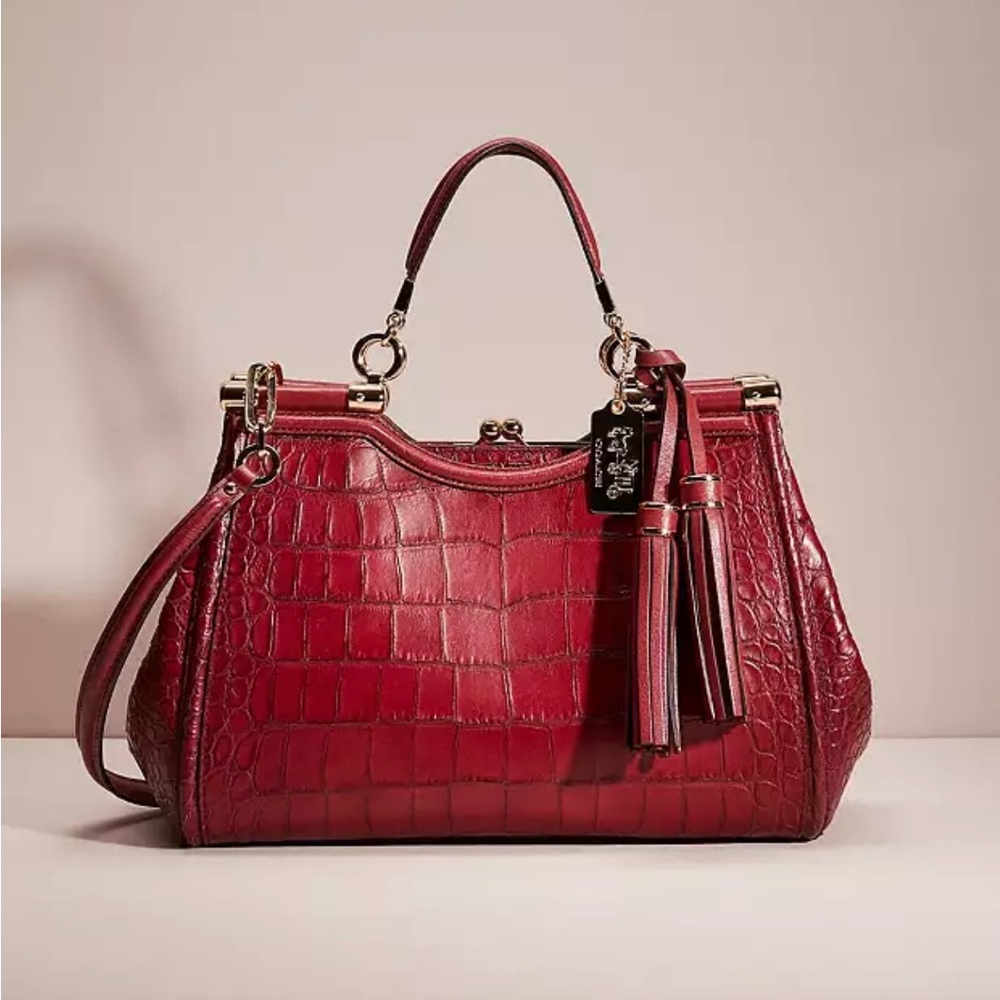 Tas Coach Carrie red leather handbag